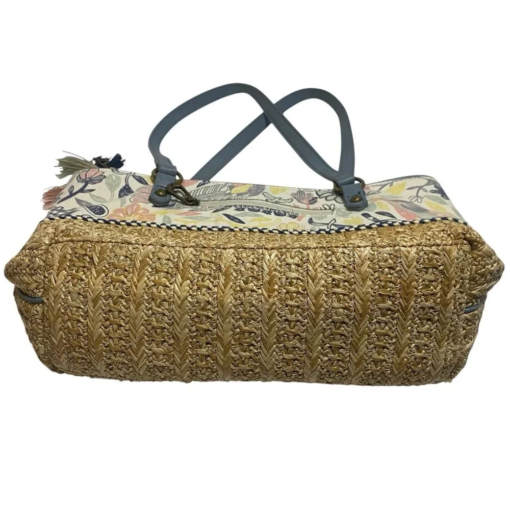 Sakroots Peace Birds Ellis Straw And Canvas Bag New NWOT
